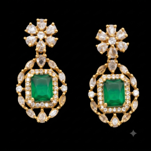 Aaradhya Emerald-Tone Floral Earrings